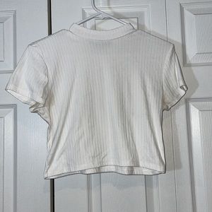 White Cropped Tee